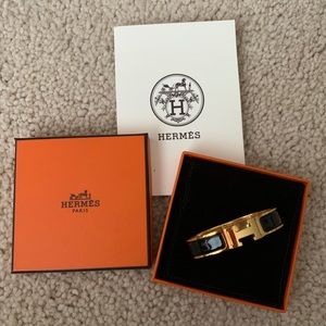 Hermès Authentic H Click Clack Bracelet Black/Gold